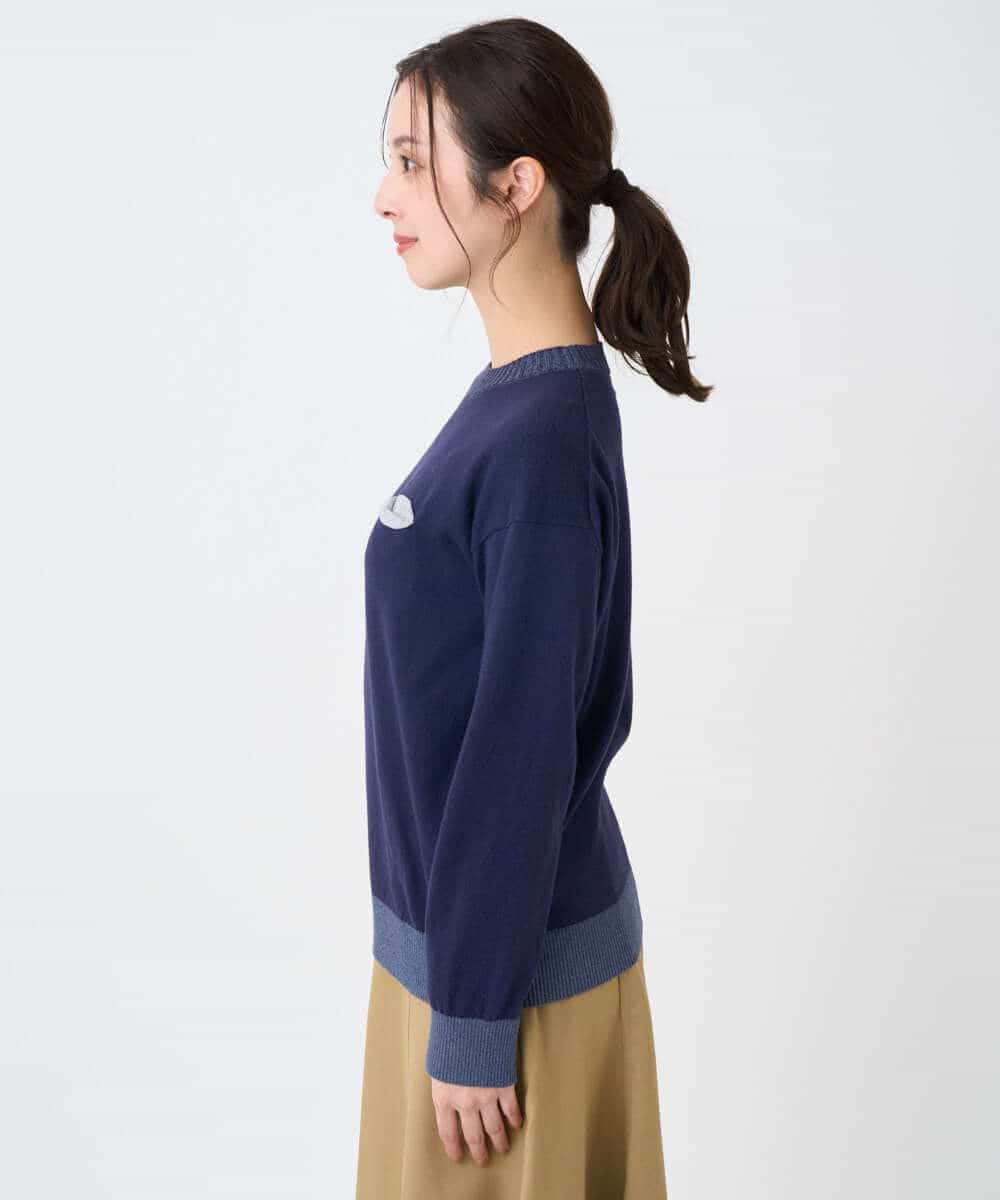 NHFCF62200 GIANNI LO GIUDICE(小さいサイズ)(メゾン ドゥ サンク) 配色デザインポケットニット ネイビー