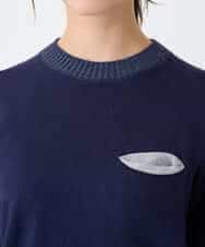 NHFCF62200 GIANNI LO GIUDICE(小さいサイズ)(メゾン ドゥ サンク) 配色デザインポケットニット ネイビー