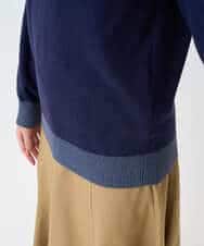 NHFCF62200 GIANNI LO GIUDICE(小さいサイズ)(メゾン ドゥ サンク) 配色デザインポケットニット ネイビー