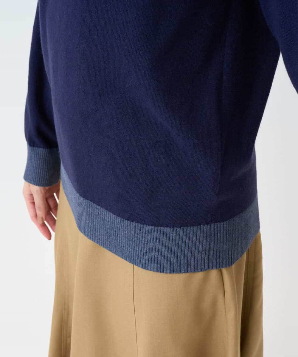 NHFCF62200 GIANNI LO GIUDICE(小さいサイズ)(メゾン ドゥ サンク) 配色デザインポケットニット ネイビー