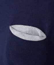 NHFCF62200 GIANNI LO GIUDICE(小さいサイズ)(メゾン ドゥ サンク) 配色デザインポケットニット ネイビー