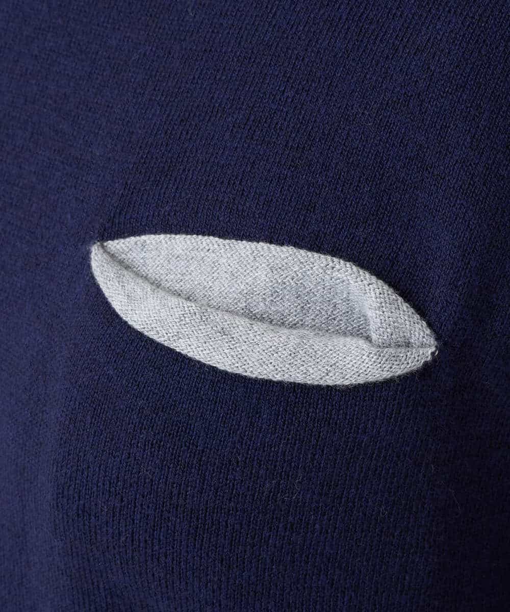 NHFCF62200 GIANNI LO GIUDICE(小さいサイズ)(メゾン ドゥ サンク) 配色デザインポケットニット ネイビー