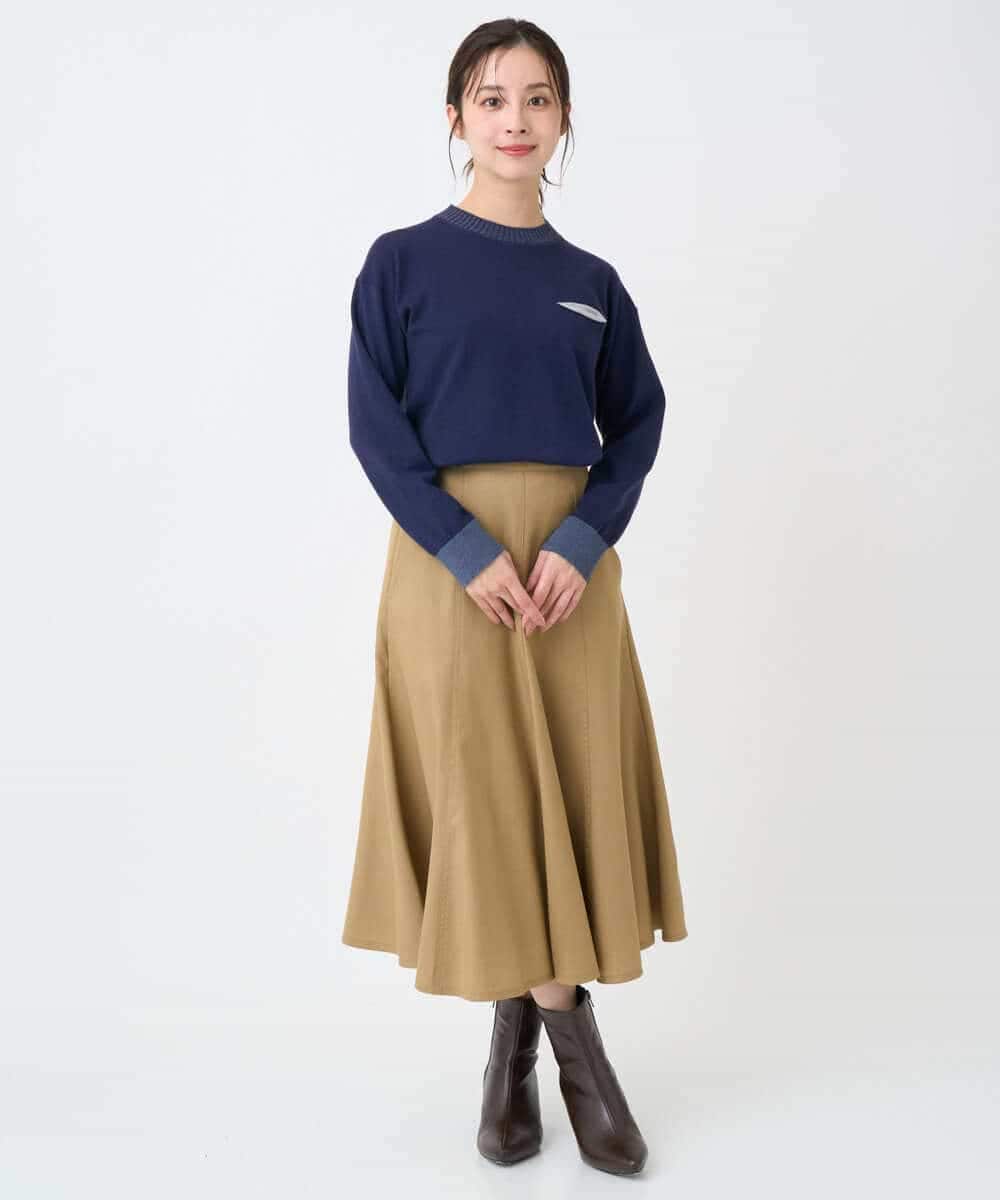 NHFCF62200 GIANNI LO GIUDICE(小さいサイズ)(メゾン ドゥ サンク) 配色デザインポケットニット ネイビー