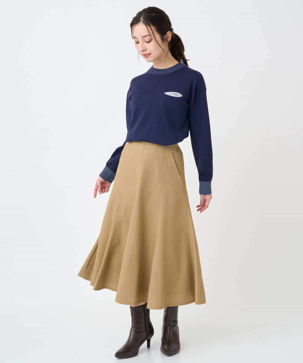 NHFCF62200 GIANNI LO GIUDICE(小さいサイズ)(メゾン ドゥ サンク) 配色デザインポケットニット ネイビー