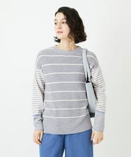 NHFCF63200 GIANNI LO GIUDICE(小さいサイズ)(メゾン ドゥ サンク) パネルボーダーニット ライトグレー