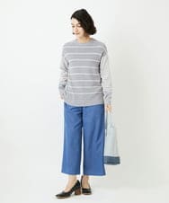 NHFCF63200 GIANNI LO GIUDICE(小さいサイズ)(メゾン ドゥ サンク) パネルボーダーニット ライトグレー