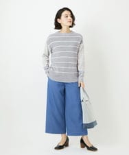 NHFCF63200 GIANNI LO GIUDICE(小さいサイズ)(メゾン ドゥ サンク) パネルボーダーニット ライトグレー