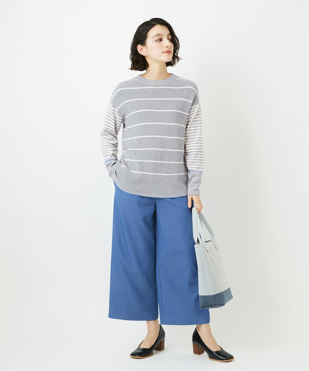 NHFCF63200 GIANNI LO GIUDICE(小さいサイズ)(メゾン ドゥ サンク) パネルボーダーニット ライトグレー