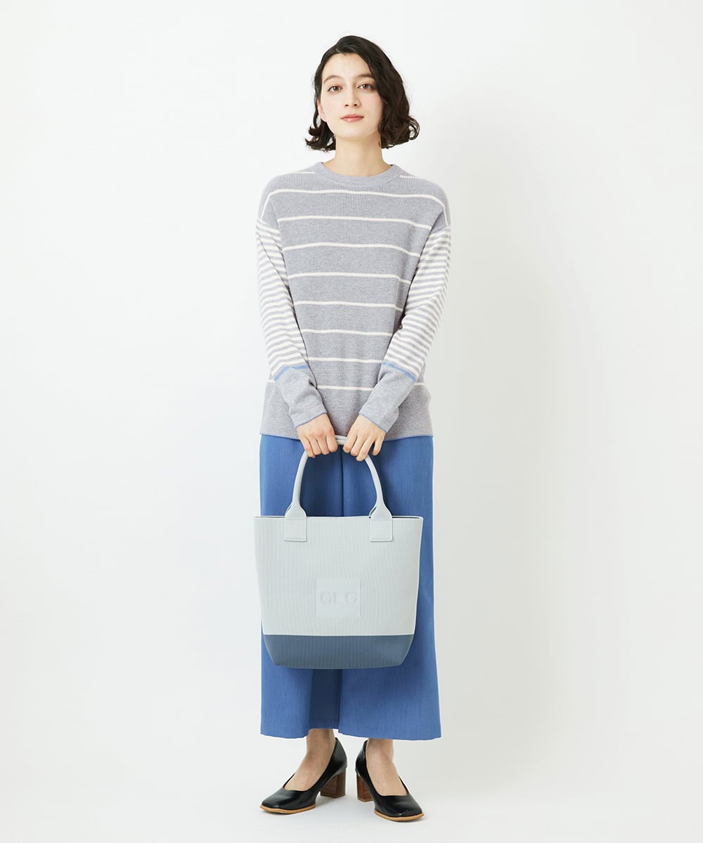 NHFCF63200 GIANNI LO GIUDICE(小さいサイズ)(メゾン ドゥ サンク) パネルボーダーニット ライトグレー