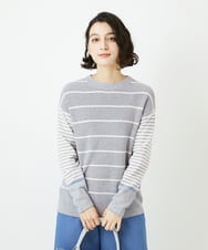 NHFCF63200 GIANNI LO GIUDICE(小さいサイズ)(メゾン ドゥ サンク) パネルボーダーニット ライトグレー