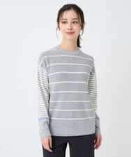 NHFCF63200 GIANNI LO GIUDICE(小さいサイズ)(メゾン ドゥ サンク) パネルボーダーニット ライトグレー