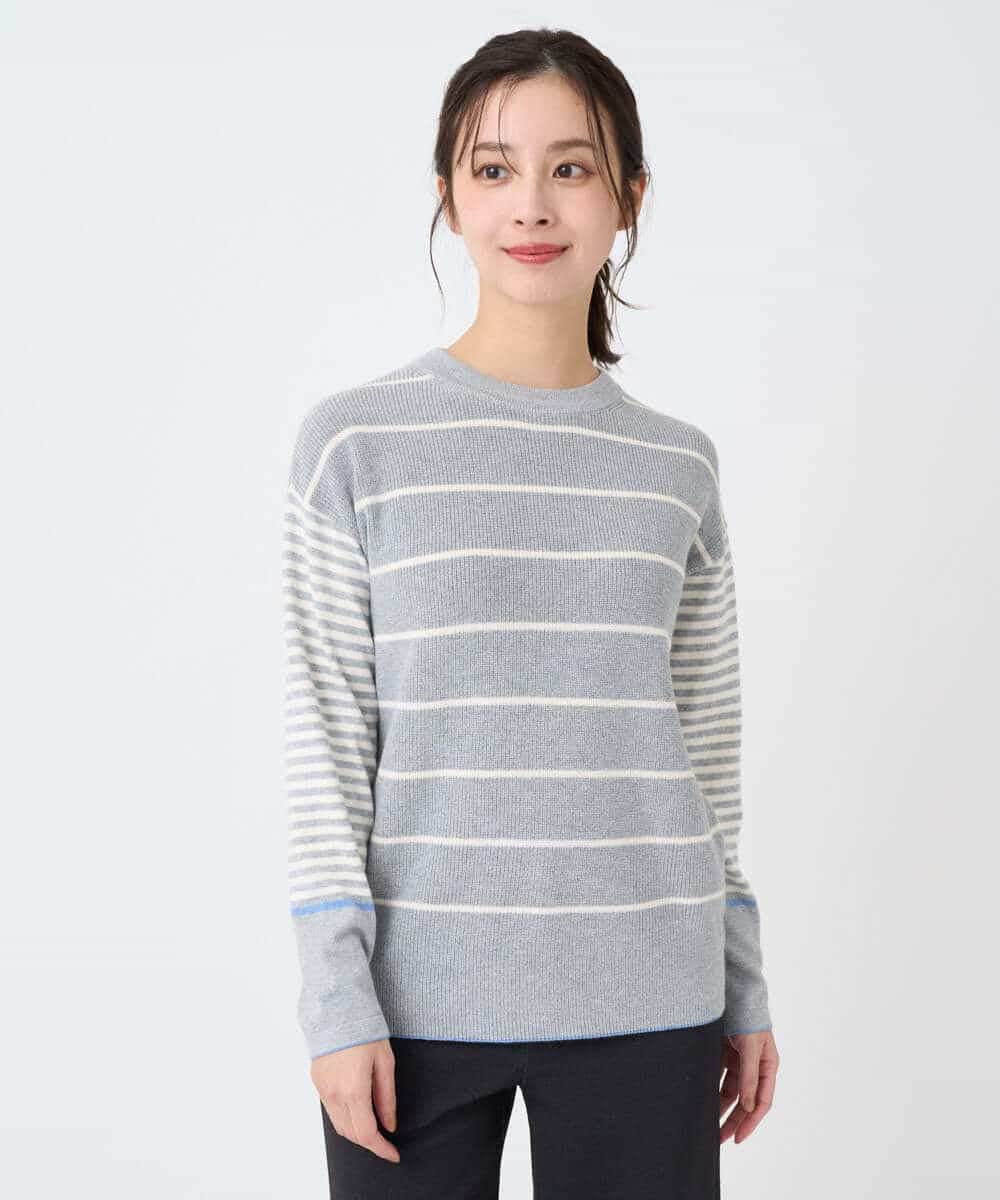 NHFCF63200 GIANNI LO GIUDICE(小さいサイズ)(メゾン ドゥ サンク) パネルボーダーニット ライトグレー