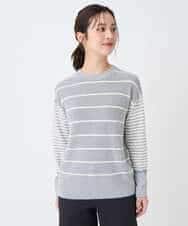 NHFCF63200 GIANNI LO GIUDICE(小さいサイズ)(メゾン ドゥ サンク) パネルボーダーニット ライトグレー