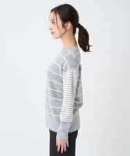 NHFCF63200 GIANNI LO GIUDICE(小さいサイズ)(メゾン ドゥ サンク) パネルボーダーニット ライトグレー