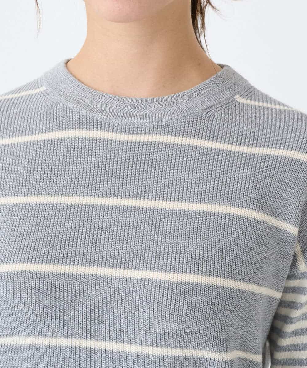 NHFCF63200 GIANNI LO GIUDICE(小さいサイズ)(メゾン ドゥ サンク) パネルボーダーニット ライトグレー