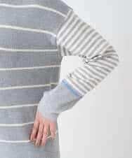 NHFCF63200 GIANNI LO GIUDICE(小さいサイズ)(メゾン ドゥ サンク) パネルボーダーニット ライトグレー