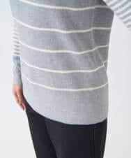 NHFCF63200 GIANNI LO GIUDICE(小さいサイズ)(メゾン ドゥ サンク) パネルボーダーニット ライトグレー