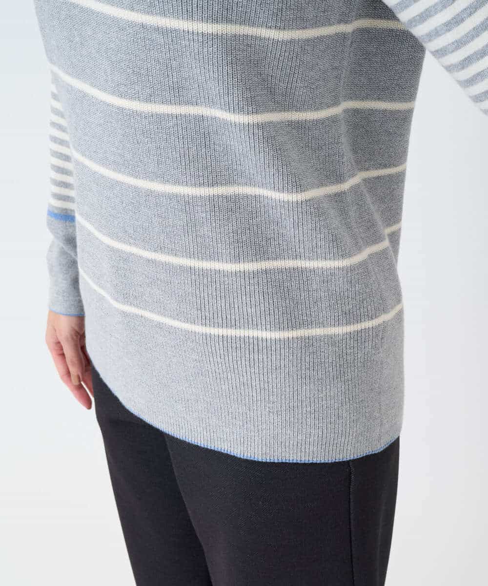 NHFCF63200 GIANNI LO GIUDICE(小さいサイズ)(メゾン ドゥ サンク) パネルボーダーニット ライトグレー