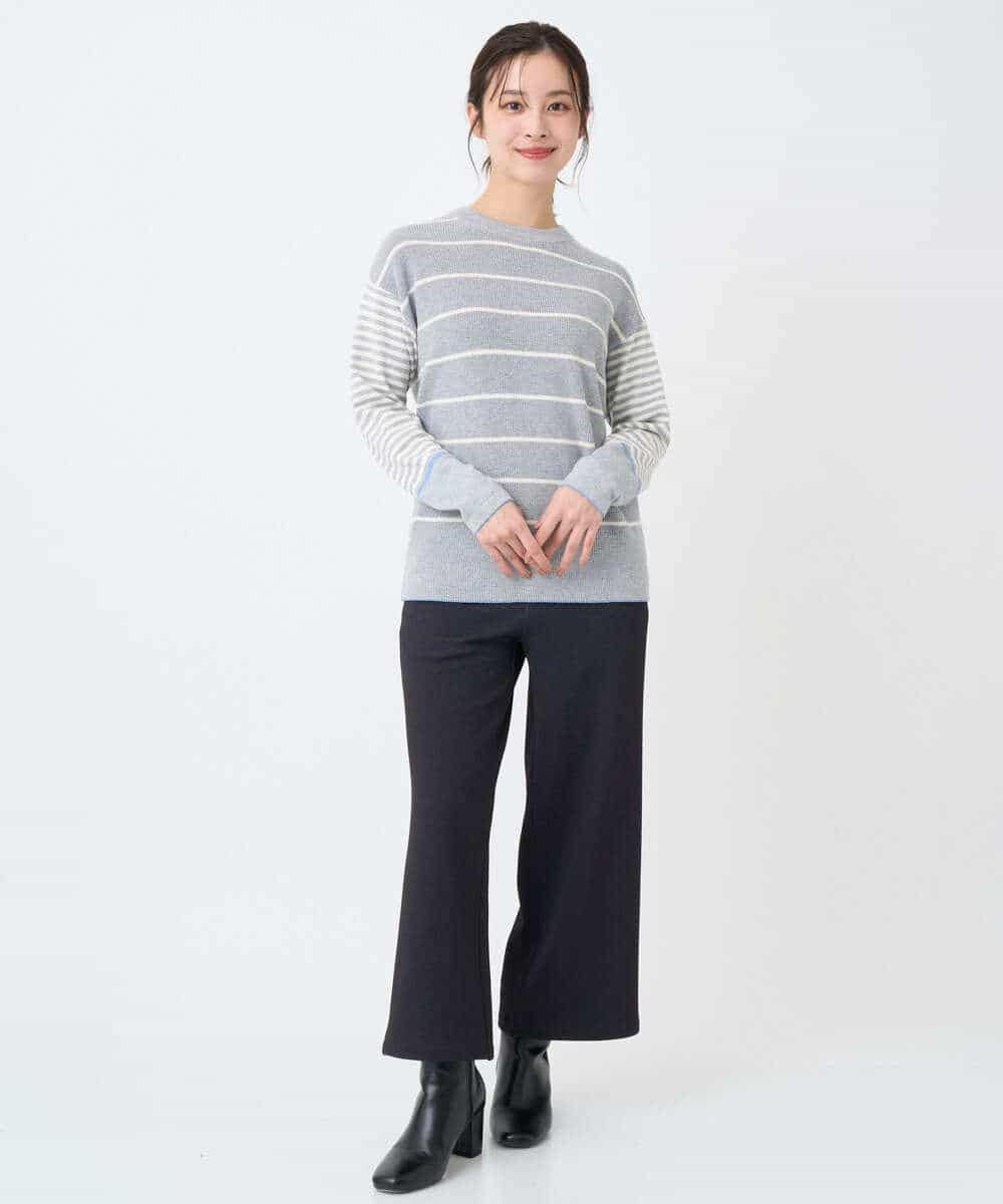 NHFCF63200 GIANNI LO GIUDICE(小さいサイズ)(メゾン ドゥ サンク) パネルボーダーニット ライトグレー