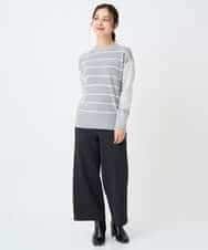 NHFCF63200 GIANNI LO GIUDICE(小さいサイズ)(メゾン ドゥ サンク) パネルボーダーニット ライトグレー