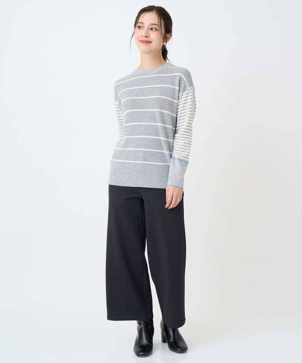 NHFCF63200 GIANNI LO GIUDICE(小さいサイズ)(メゾン ドゥ サンク) パネルボーダーニット ライトグレー