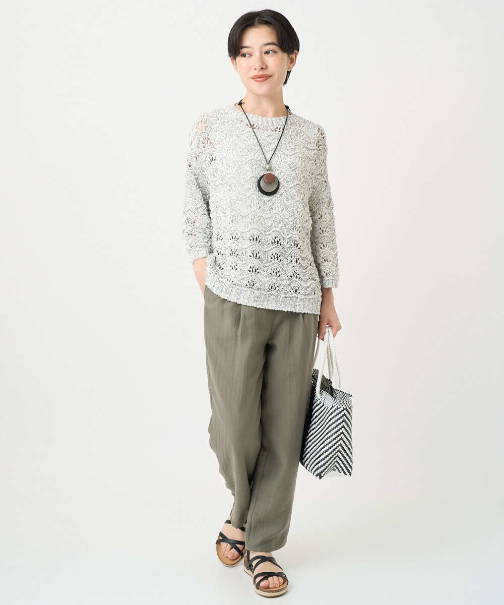 NHFEB40260 GIANNI LO GIUDICE(小さいサイズ)(メゾン ドゥ サンク) テープヤーンプルオーバーニット グリーン