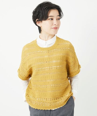 NHFEB50250 GIANNI LO GIUDICE(小さいサイズ) 透かし編み半袖ニット