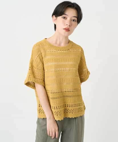 NHFEB50250  透かし編み半袖ニット