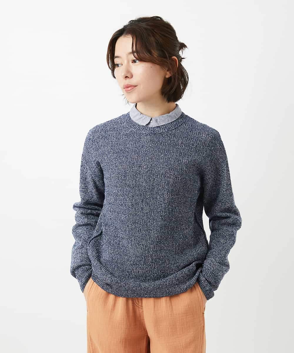 NHFED11260 GIANNI LO GIUDICE(小さいサイズ)(メゾン ドゥ サンク) コットン杢ニット ネイビー