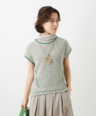 NHFED12270 GIANNI LO GIUDICE(小さいサイズ)(メゾン ドゥ サンク) コットンリネンニットベスト ブルー