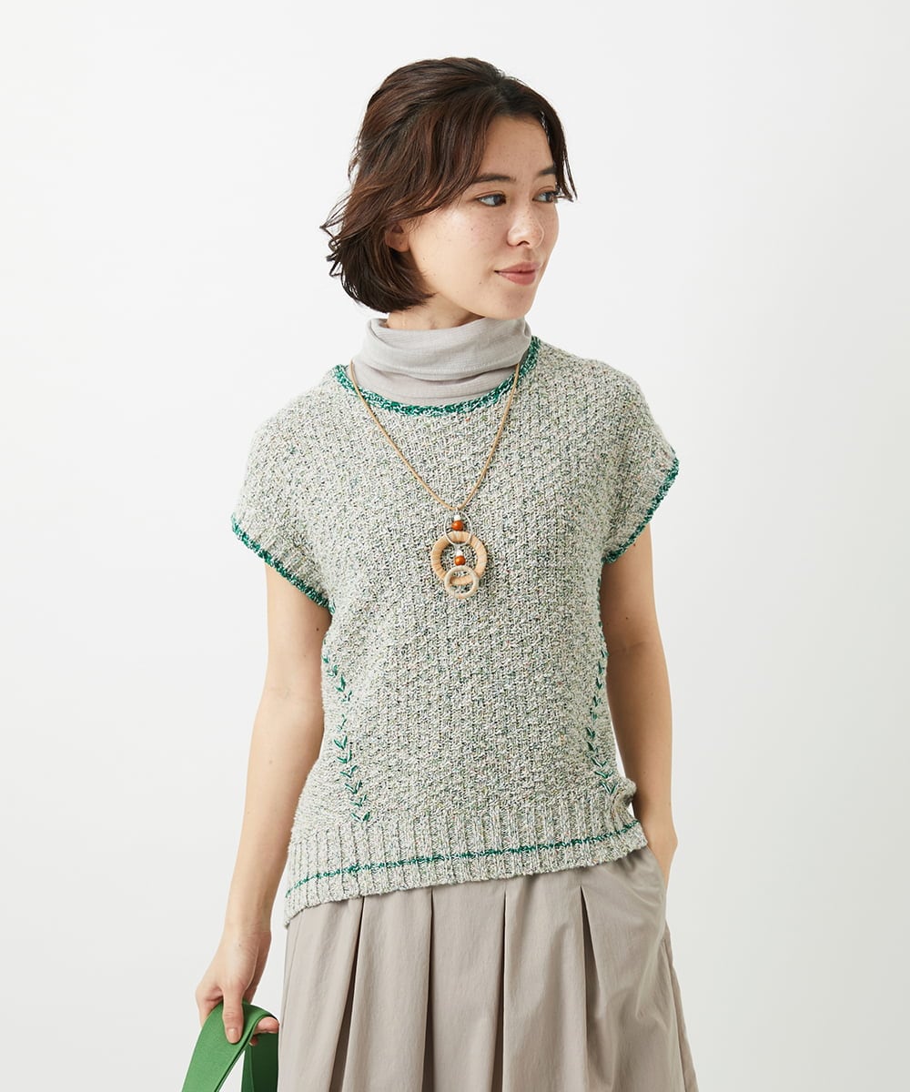 NHFED12270 GIANNI LO GIUDICE(小さいサイズ)(メゾン ドゥ サンク) コットンリネンニットベスト ブルー