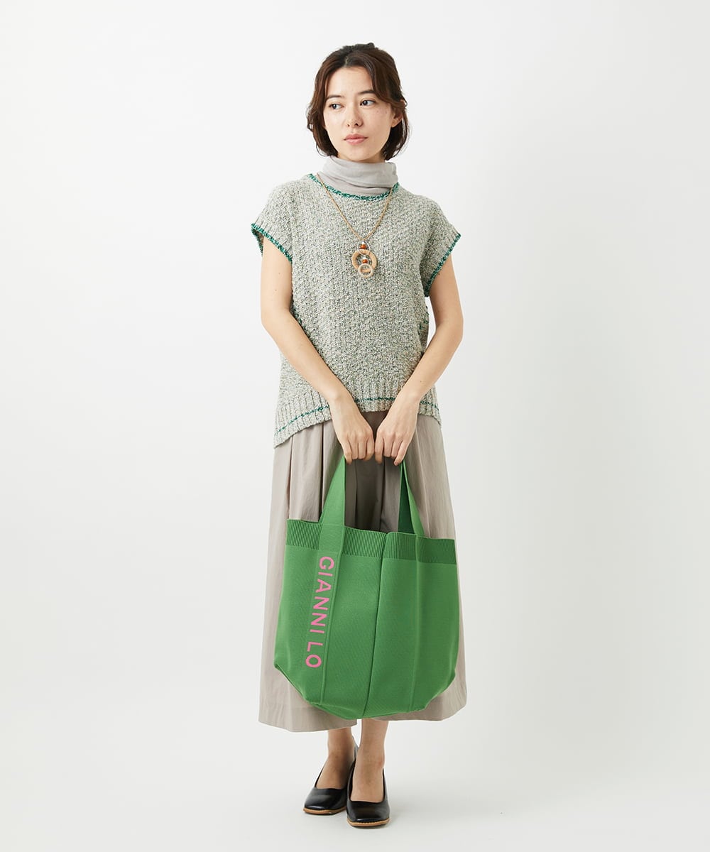 NHFED12270 GIANNI LO GIUDICE(小さいサイズ)(メゾン ドゥ サンク) コットンリネンニットベスト ブルー