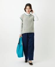 NHFED12270 GIANNI LO GIUDICE(小さいサイズ)(メゾン ドゥ サンク) コットンリネンニットベスト ブルー