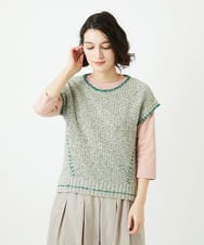 NHFED12270 GIANNI LO GIUDICE(小さいサイズ)(メゾン ドゥ サンク) コットンリネンニットベスト ブルー