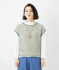 NHFED12270 GIANNI LO GIUDICE(小さいサイズ)(メゾン ドゥ サンク) コットンリネンニットベスト ブルー