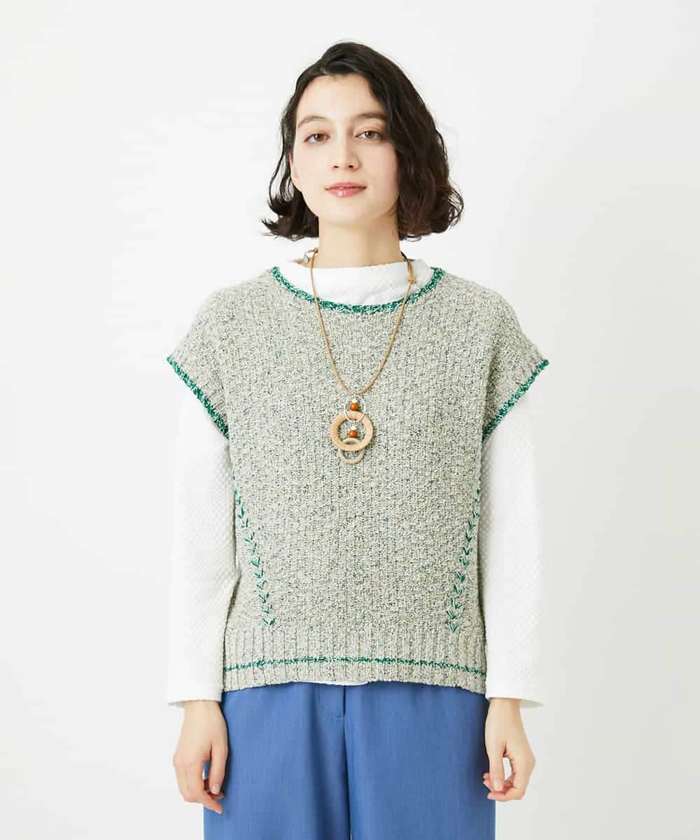 NHFED12270 GIANNI LO GIUDICE(小さいサイズ)(メゾン ドゥ サンク) コットンリネンニットベスト ブルー