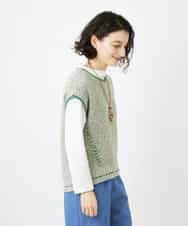 NHFED12270 GIANNI LO GIUDICE(小さいサイズ)(メゾン ドゥ サンク) コットンリネンニットベスト ブルー