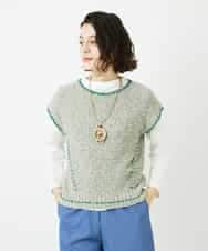 NHFED12270 GIANNI LO GIUDICE(小さいサイズ)(メゾン ドゥ サンク) コットンリネンニットベスト ブルー