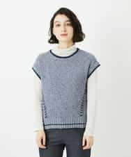 NHFED12270 GIANNI LO GIUDICE(小さいサイズ)(メゾン ドゥ サンク) コットンリネンニットベスト ブルー