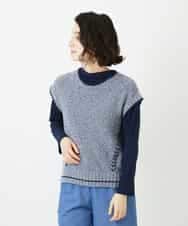 NHFED12270 GIANNI LO GIUDICE(小さいサイズ)(メゾン ドゥ サンク) コットンリネンニットベスト ブルー