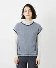 NHFED12270 GIANNI LO GIUDICE(小さいサイズ)(メゾン ドゥ サンク) コットンリネンニットベスト ブルー