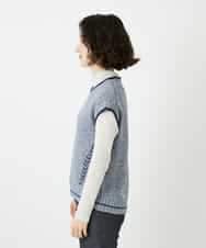 NHFED12270 GIANNI LO GIUDICE(小さいサイズ)(メゾン ドゥ サンク) コットンリネンニットベスト ブルー