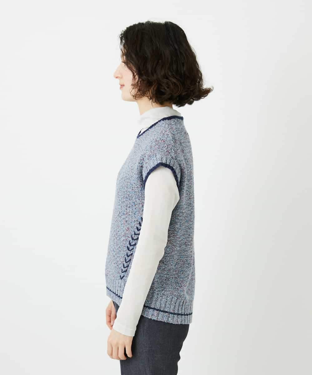 NHFED12270 GIANNI LO GIUDICE(小さいサイズ)(メゾン ドゥ サンク) コットンリネンニットベスト ブルー