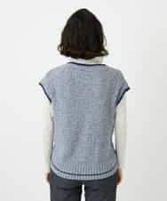 NHFED12270 GIANNI LO GIUDICE(小さいサイズ)(メゾン ドゥ サンク) コットンリネンニットベスト ブルー