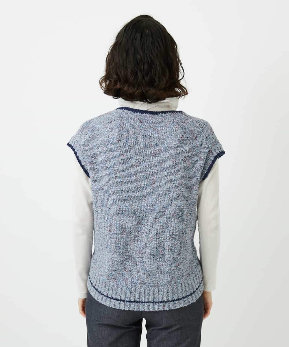 NHFED12270 GIANNI LO GIUDICE(小さいサイズ)(メゾン ドゥ サンク) コットンリネンニットベスト ブルー