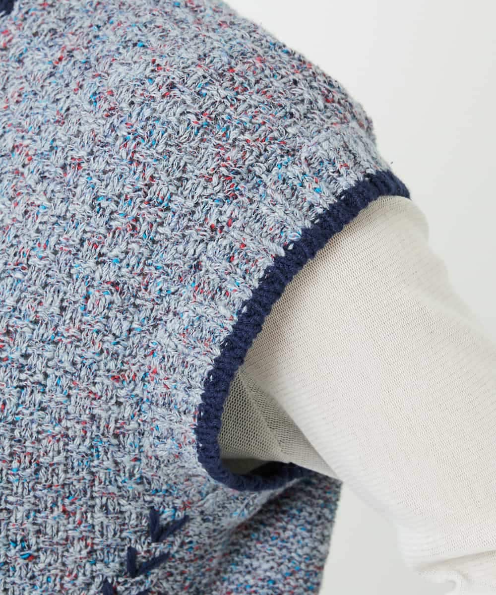 NHFED12270 GIANNI LO GIUDICE(小さいサイズ)(メゾン ドゥ サンク) コットンリネンニットベスト ブルー