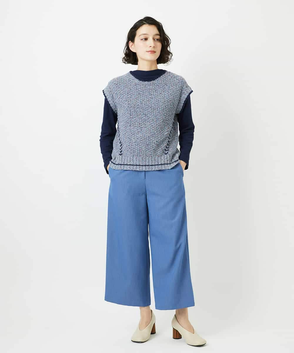 NHFED12270 GIANNI LO GIUDICE(小さいサイズ)(メゾン ドゥ サンク) コットンリネンニットベスト ブルー