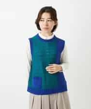 NHFEF13250 GIANNI LO GIUDICE(小さいサイズ)(メゾン ドゥ サンク) コットン杢ニットベスト ライトグリーン