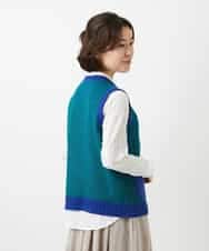 NHFEF13250 GIANNI LO GIUDICE(小さいサイズ)(メゾン ドゥ サンク) コットン杢ニットベスト ライトグリーン