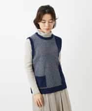 NHFEF13250 GIANNI LO GIUDICE(小さいサイズ)(メゾン ドゥ サンク) コットン杢ニットベスト ライトグリーン